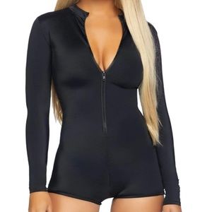 Zipper Front Long Sleeved Romper